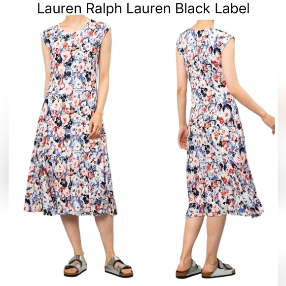 Ralph Lauren Black Label Dresses & Skirts - NWOT Ralph Lauren Black Label Multicolor Floral Midi Dress In Linen&Viscose Sz L